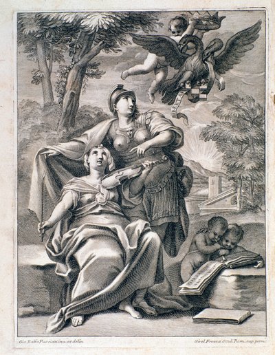 Pagina van frontispice van bladmuziek van Opus 1 (12 concerti grossi) door Pietro Locatelli (1695-1764) door Unknown artist