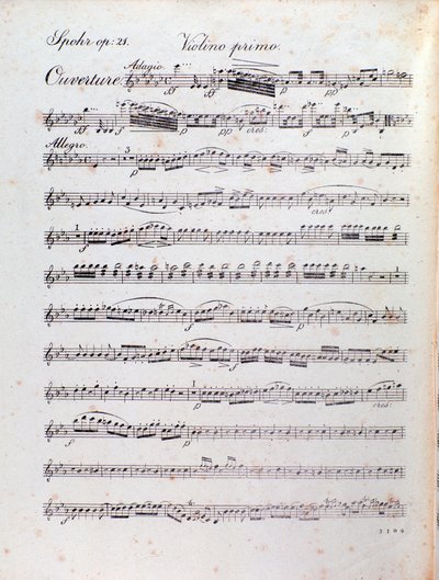 Pagina van de partituur van de ouverture van Alruna door Louis Spohr door Unknown artist
