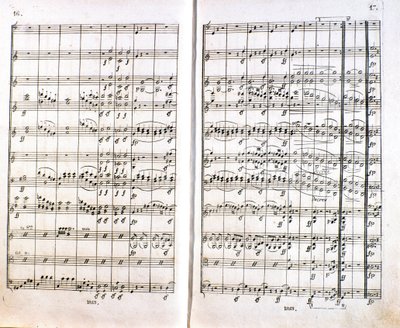 Pagina van de eerste Duitse editie van de partituur van Symfonie nr. 1 in C majeur door Ludwig van Beethoven (1799-1800) door Unknown artist