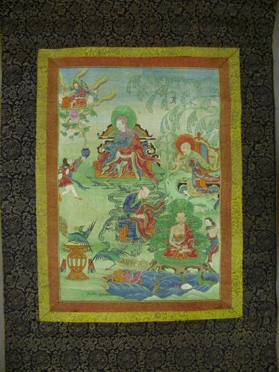 Geschilderde banier (Thangka) uit een serie van zeven ter ere van Gayadhara, een Sakya Pandit uit India door Unknown artist