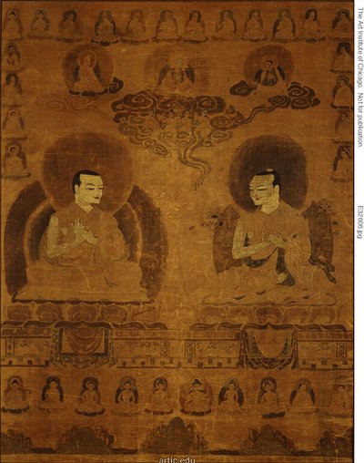 Geschilderde banier (Thangka) van de leraren van de Sakyapa-lijn door Unknown artist