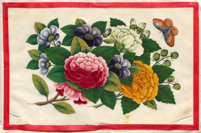Schilderij drie uit het geïllustreerde boek Bloemen en vlinders door Unknown artist