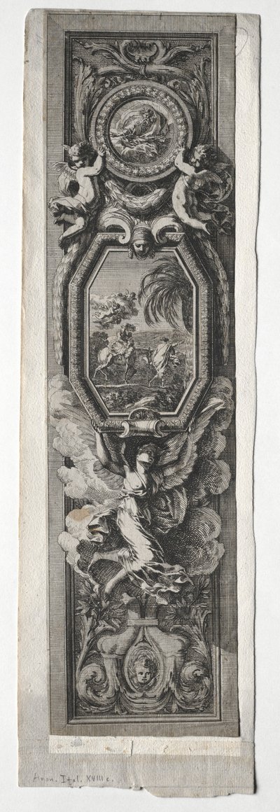 Paneel met vignet van vlucht naar Egypte door Unknown artist