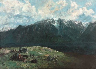 Panoramisch Uitzicht op de Alpen, Les Dents du Midi door Unknown artist