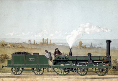 Passagierslocomotief en kolenwagen van de Straatsburgse Spoorweg (Crampton-systeem) door Unknown artist