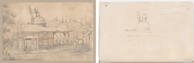 Paviljoen bij een moskee (recto) Schets voor paviljoen bij een moskee (verso) door Unknown artist