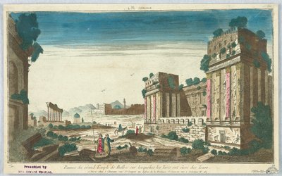 Kijkdoos, Balbec Pl. 4, Ruïnes van de Grote Tempel van Balbec waarop de Turken torens hebben gebouwd, 60 door Unknown artist