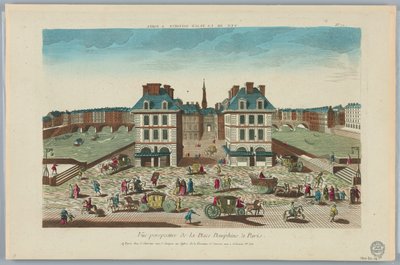 Kijkdoos, Vue Perspective de la Place Dauphine à Paris, No. 71 door Unknown artist