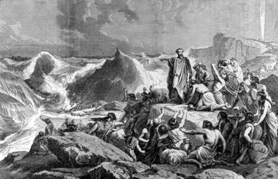 Farao ondergedompeld in de Rode Zee. 19e-eeuwse gravure. door Unknown artist