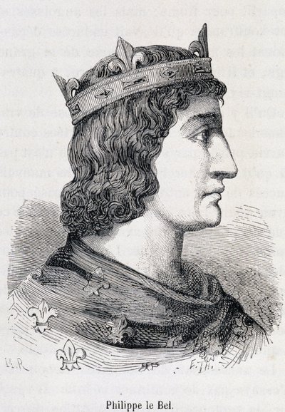Filips IV de Schone (1268 - 1314) - in "Histoire de France populaire" door Henri Martin, Jouvet, Parijs, T.1 door Unknown artist