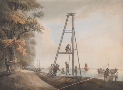 Palen Drijven aan de Oevers van de Theems door Unknown artist