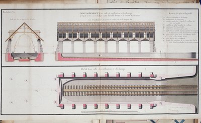 Plan van een gebouw en aanleg van de haven van Rochefort door Unknown artist