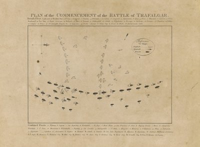 Plan van het begin van de Slag bij Trafalgar door Unknown artist