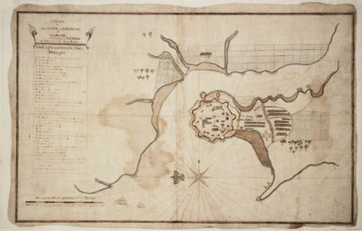 Plan van stad en fort van Gariah, ca. 1755 door Unknown artist