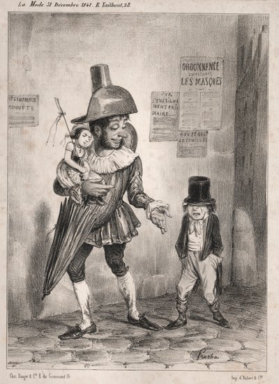 Pochades de carnaval: Zie je, als je meester tevreden met je is en je dit jaar de prijs voor wijsheid hebt gewonnen! dan laat ik je verkleden als een clown! ...volgend jaar!! door Unknown artist