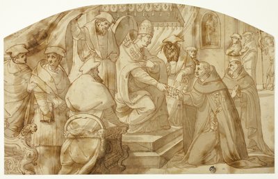 Paus verleent Sint Antonius van Padua een bul van aflaat door Unknown artist