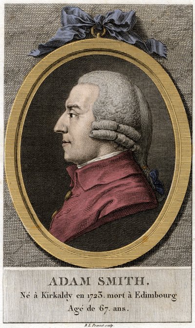 Portret van Adam Smith (1723-1790), Schotse filosoof en econoom. door Unknown artist