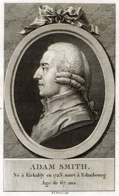 Portret van Adam Smith (1723 - 1790), Schotse filosoof en econoom. door Unknown artist