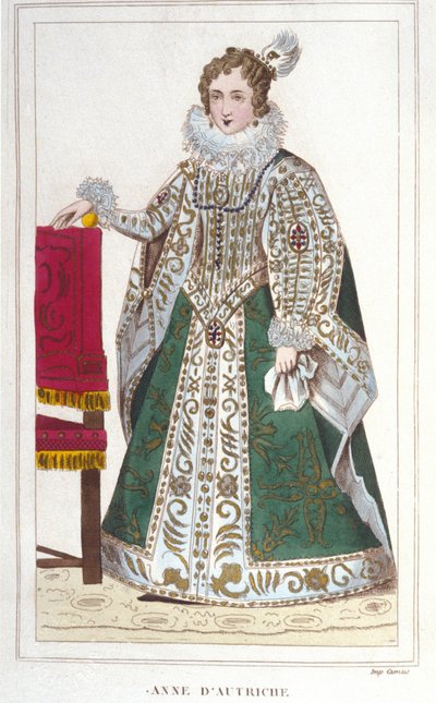 Portret van Anna van Oostenrijk (1601-1666). Gravure uit 1830 door Unknown artist