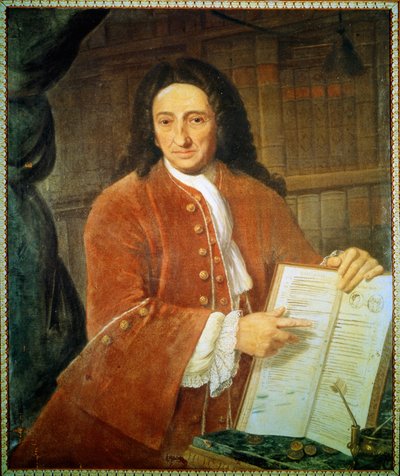 Portret van Apostolo Zeno (1668 - 1750), librettist en dichter. door Unknown artist