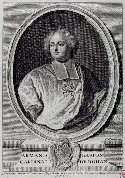 Portret van Armand Gaston Maximilien, Kardinaal de Rohan (1674-1749) Gravure uit de 18e eeuw Parijs, Musée Carnavalet door Unknown artist