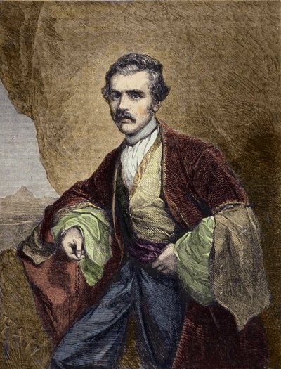Portret van Austen Henry Layard (1817-1894), Engelse reiziger en archeoloog. door Unknown artist
