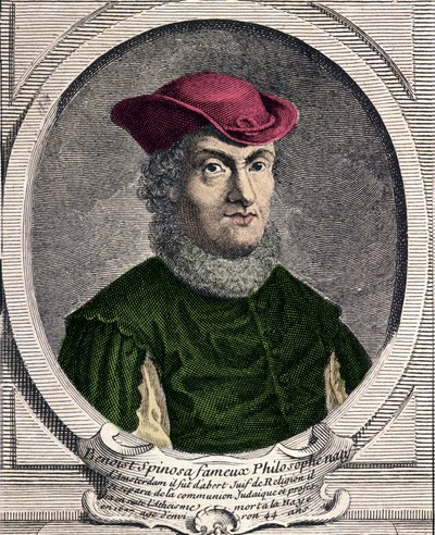 Portret van Baruch Spinoza (1632-1677), Nederlandse filosoof. Ook bekend als Bento de Espinosa of Benedictus de Spinoza of Benoit de Spinoza. Gravure uit de 18e eeuw door Unknown artist