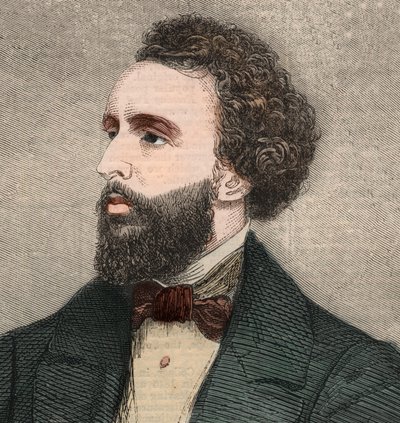 Portret van Bayard Taylor (1825-1878), Amerikaanse dichter. Gravure in 