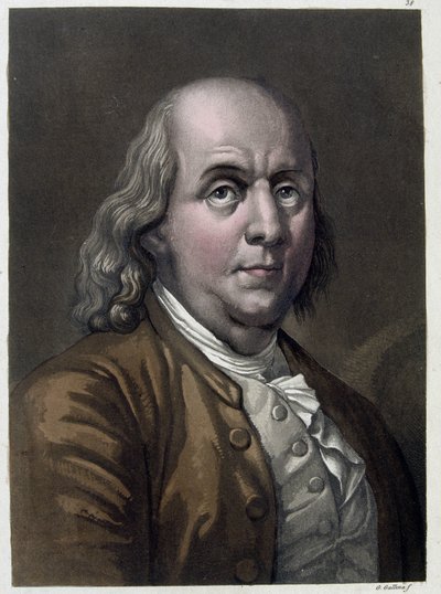 Portret van Benjamin Franklin, Amerikaanse politicus en natuurkundige (1706-1790) - in 