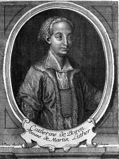 Portret van Catherine de Bore (Katharina von Bora) (1499-1552), vrouw van Martin Luther. Gravure uit de 18e eeuw. door Unknown artist