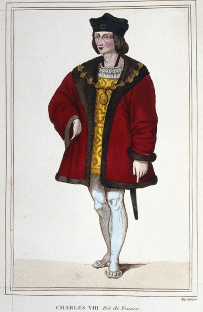Portret van Karel VIII (1470 - 1498), koning van Frankrijk gravure uit 1830 door Unknown artist