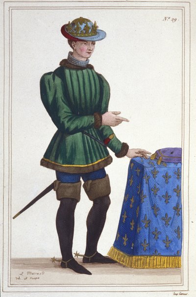 Portret van Karel VII (1403 - 1461), koning van Frankrijk gravure uit 1830 door Unknown artist