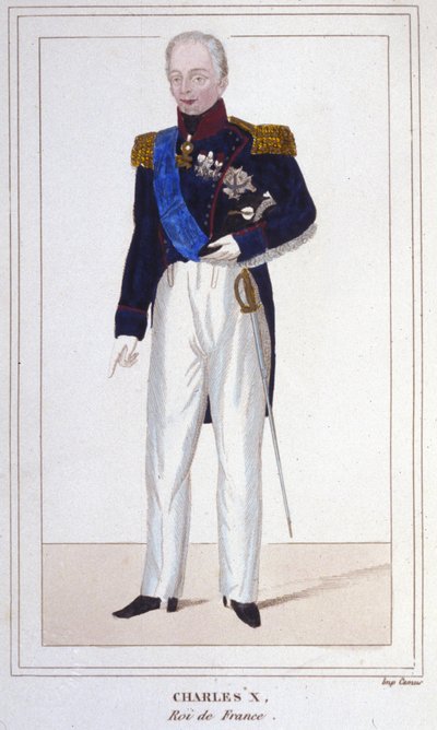 Portret van Karel X, koning van Frankrijk (1757 - 1836) gravure van 1830 door Unknown artist