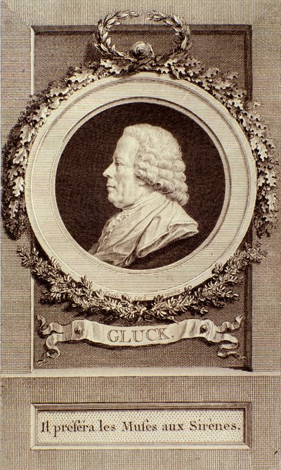Portret van Christoph Gluck (1714-1787) Duitse componist Gravure. 18e eeuw. Bologna, civico museo musico door Unknown artist