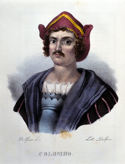 Portret van Christoffel Columbus, gravure 19e eeuw door Unknown artist