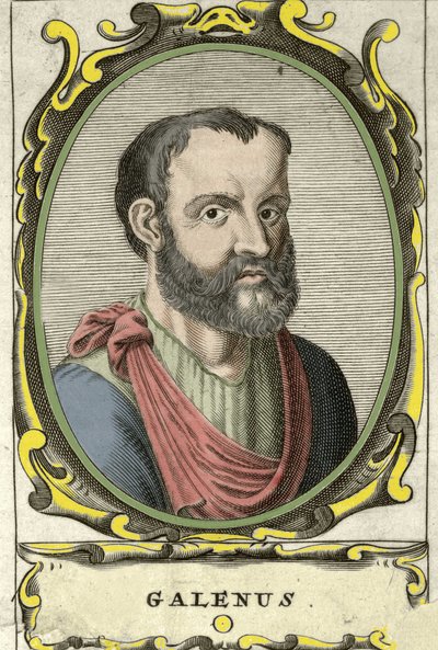 Portret van Claude Galien (Claudio Galeno of Claudius Galenus of Galen, ca. 131 - ca. 201), Griekse arts. 18e-eeuwse gravure door Unknown artist