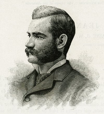 Portret van Danenhower, tweede luitenant van de La Jeannette-bemanning, voor de missie naar het noorden. Gravure ter illustratie van 