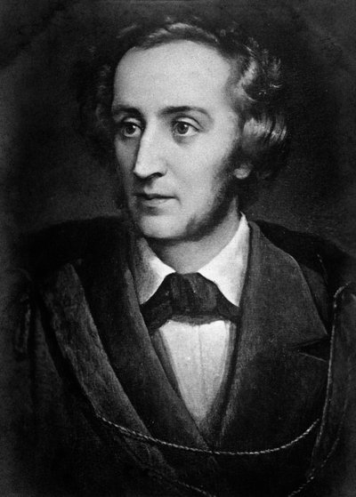 Portret van Felix Mendelssohn Bartholdy (1809-1847), Duitse componist en dirigent Lithografie. 19e eeuw. Milaan, bibliotheek van het conservatorium door Unknown artist