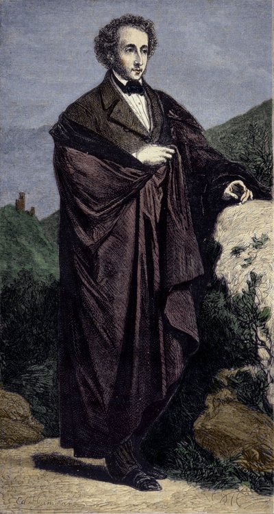 Portret van Felix Mendelssohn Bartholdy (1809-1847), Duitse componist door Unknown artist