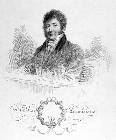 Portret van Ferdinando Paer (1771 - 1839). Hij was kapelmeester van Napoleon I en daarna directeur van de Opera Comique. door Unknown artist