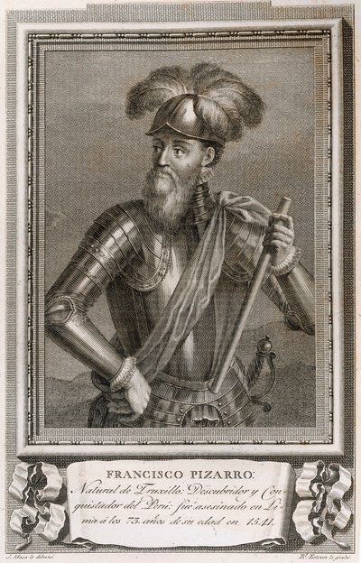 Portret van Francisco Pizarro (gravure) door Unknown artist