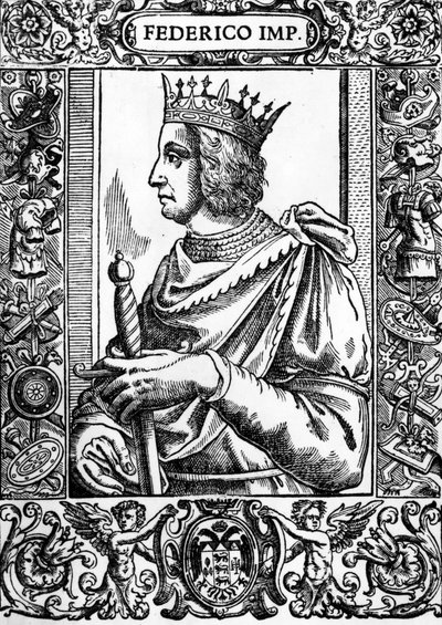 Portret van Frederik II (1194-1250), Duitse Keizer. door Unknown artist
