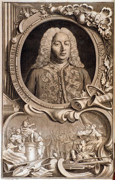 Portret van Georg Friedrich Handel (of Handel) (1685-1759). Frontispice van 