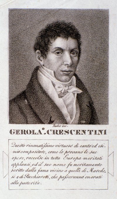 Portret van Girolamo Crescentini (gravure) door Unknown artist
