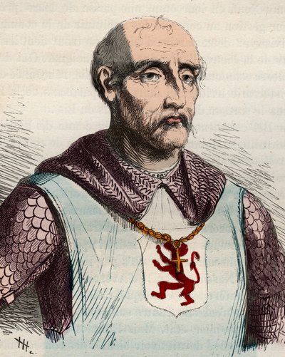 Portret van Gui of Guy de Dampierre (1226-1305) Graaf van Vlaanderen en Graaf van Namen - Gravure uit 1868 in 