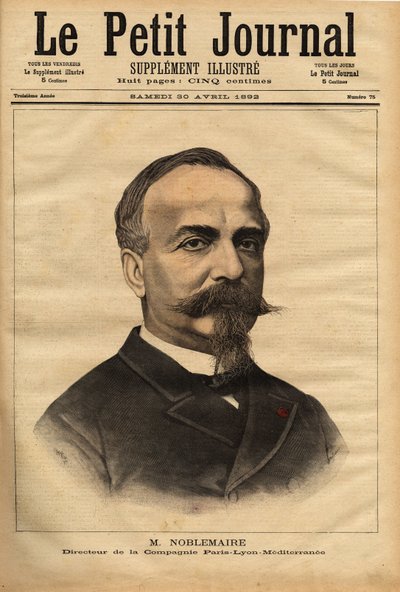 Portret van Gustave Noblemaire (1832-1924) die, na met succes toezicht te hebben gehouden op de bouw van de Alger-Oran spoorlijn tot 1869, terugkeerde naar Parijs om de leiding over de Paris Lyon Mediterranee maatschappij over te nemen, een functie die hij door Unknown artist