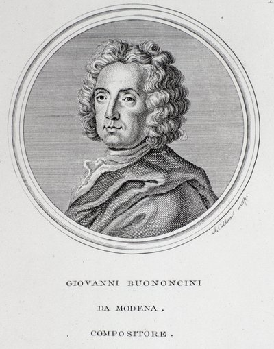 Portret van de Italiaanse barokcomponist en cellist Giovanni Battista Bononcini door Unknown artist