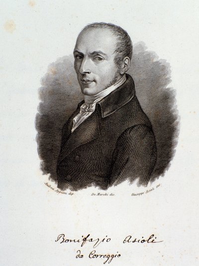 Portret van Italiaanse componist Bonifazio Asioli. Gravure. 19e eeuw door Unknown artist