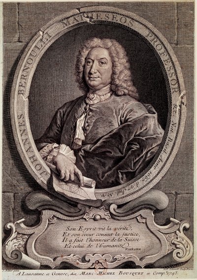 Portret van Jean Bernoulli (Johann Bernouilli) (1667-1748), Zwitsers wiskundige en natuurkundige. Gravure uit de 18e eeuw door Unknown artist