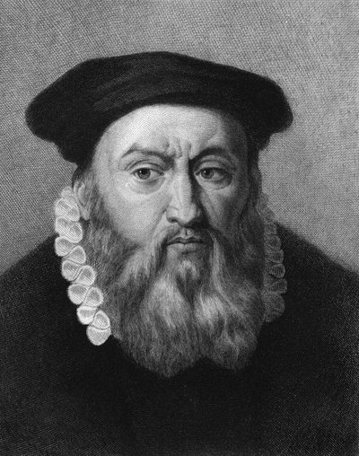 Portret van Jean Calvin (1509 - 1564), Franse religieuze hervormer en schrijver - in 